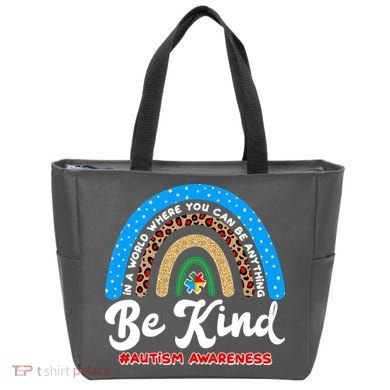 Be Kind Autism Awareness Pattern Rainbow Tote Bag