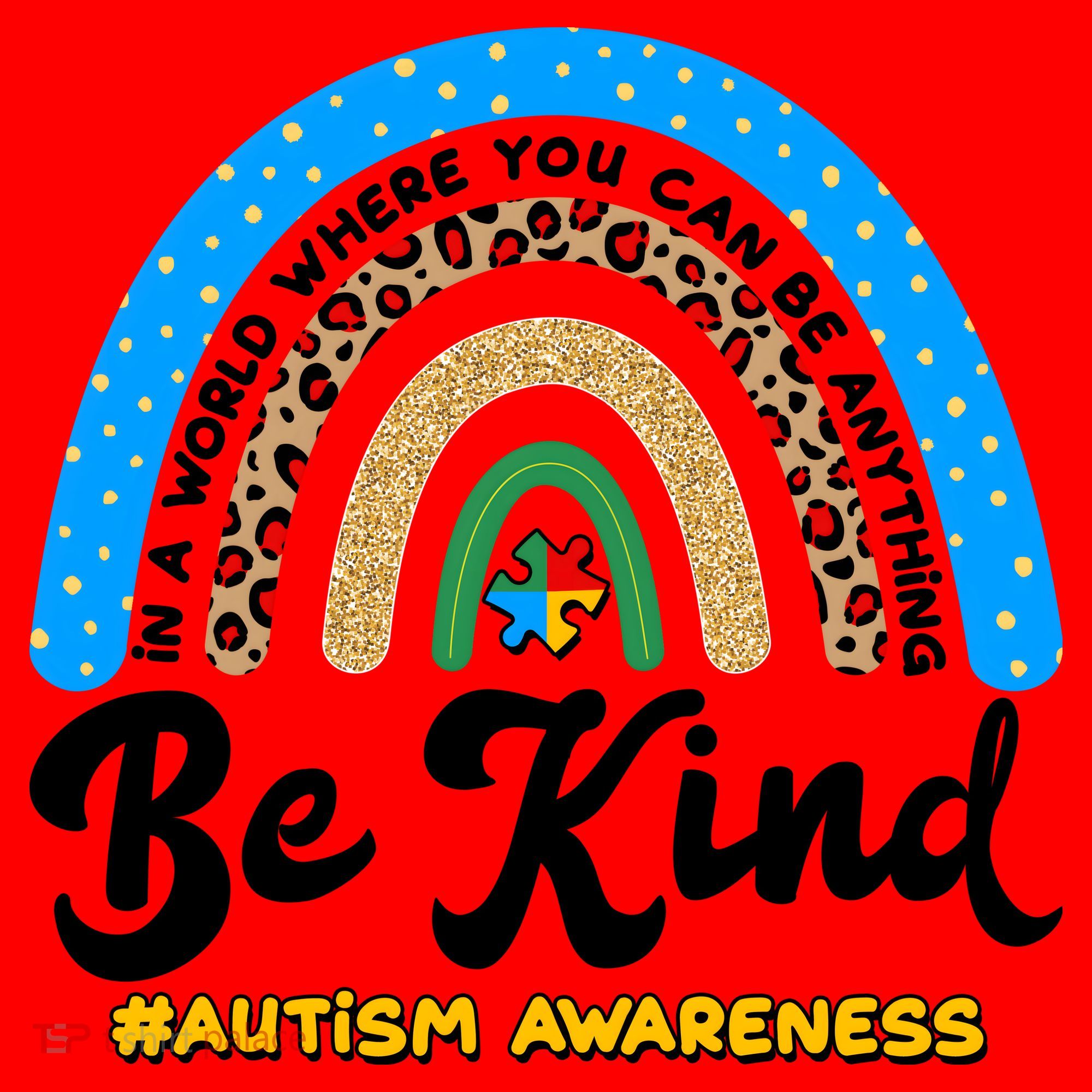 Be Kind Autism Awareness Pattern Rainbow Santa Hat