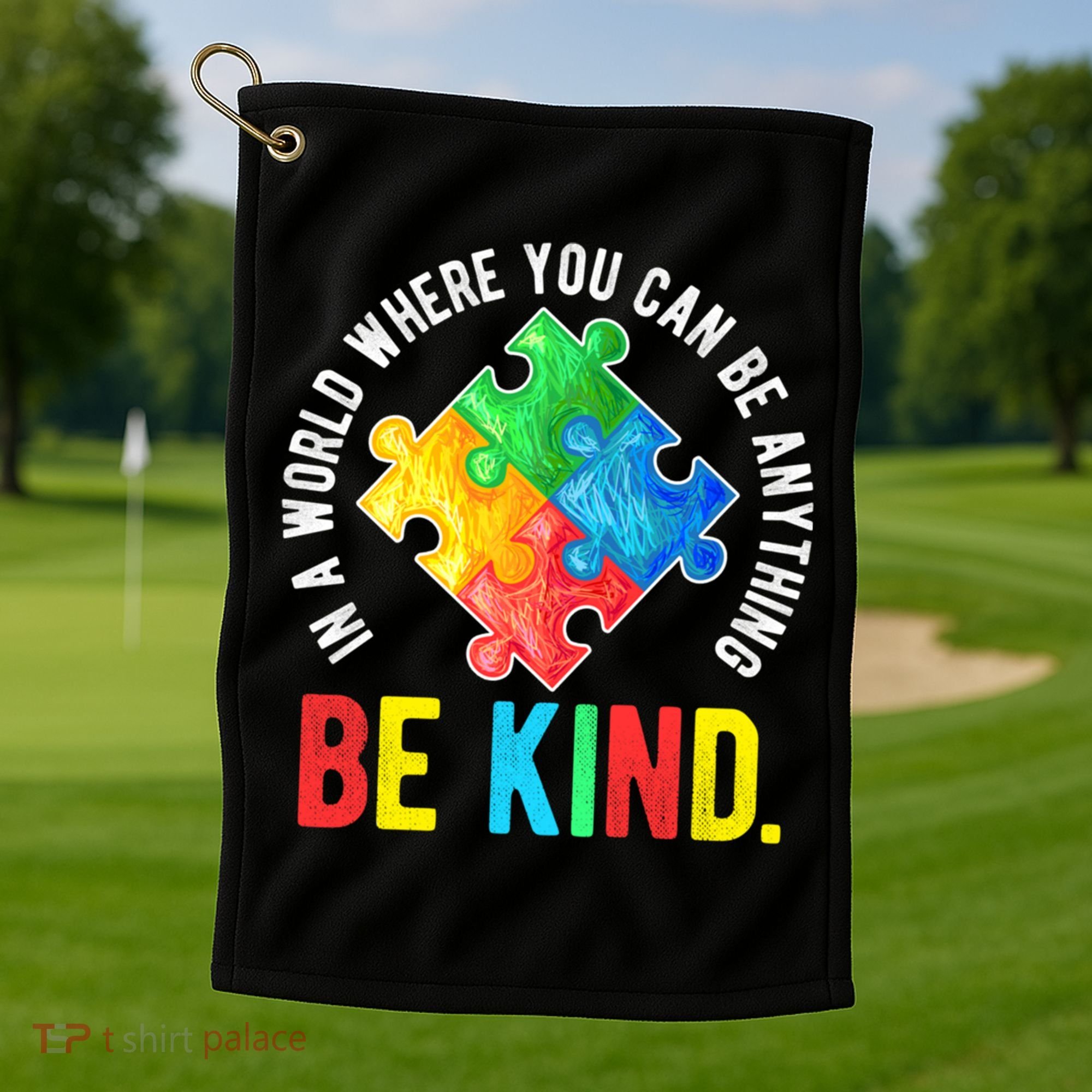 Be Kind Autism Awareness Cute Gift Golf Towel