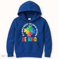 Be Kind Autism Awareness Cute Gift Kids Hoodie thumb 0