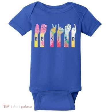 Be Kind Asl Alphabet American Sign Language Gift Baby Bodysuit