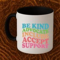 Be Kind Advocate Include Accept Support Autism Awareness Coffee Mug thumb 2