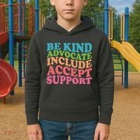 Be Kind Advocate Include Accept Support Autism Awareness Kids Hoodie thumb 2