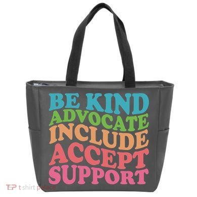 Be Kind Advocate Include Accept Support Autism Awareness Tote Bag