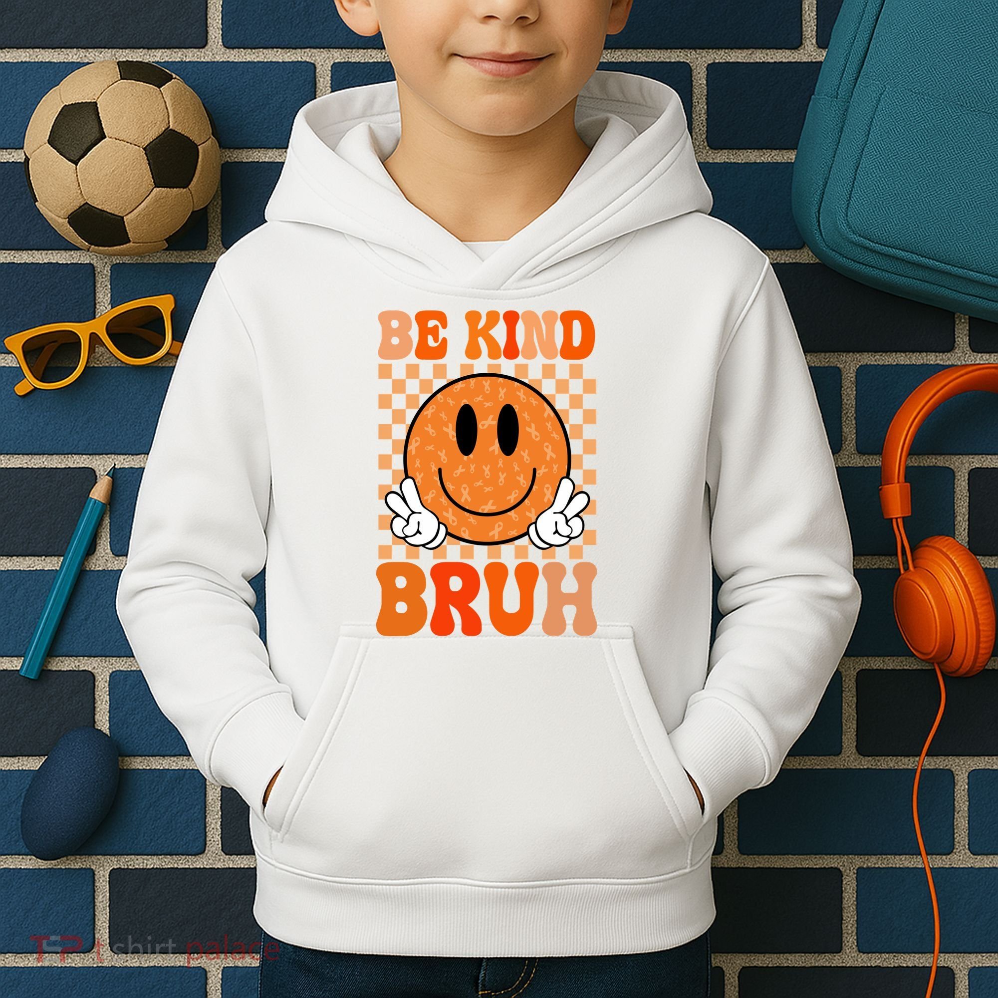 Be Kind Bruh Anti Bullying Smile Face Kids Hoodie
