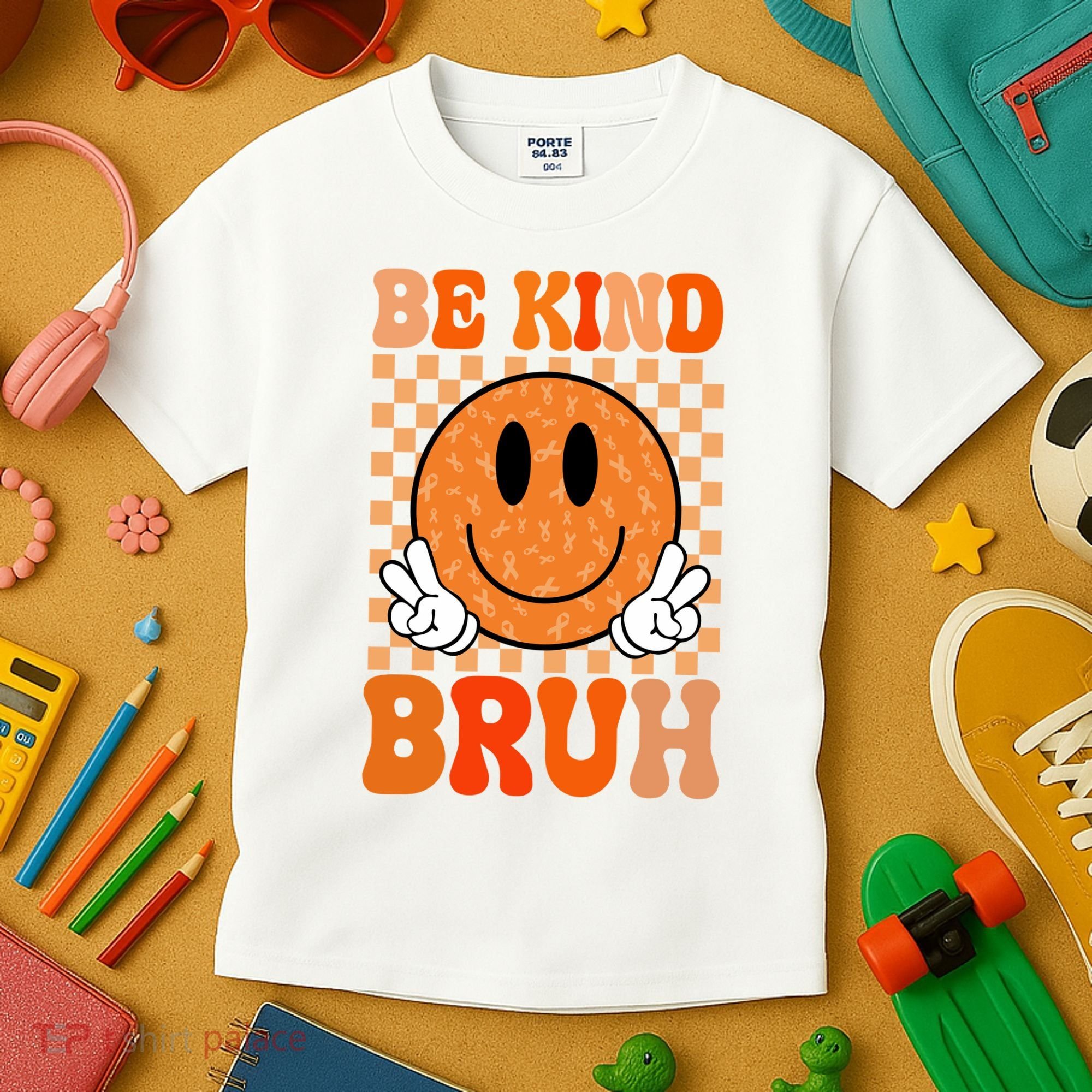 Be Kind Bruh Anti Bullying Smile Face Kids T-Shirt