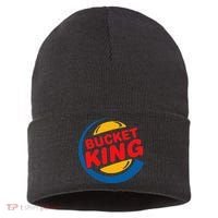 Bucket King Basketball Player Hoops Culture Funny Sustainable Knit Beanie thumb 0