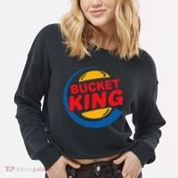 Bucket King Basketball Player Hoops Culture Funny Cropped Pullover Crew thumb 2