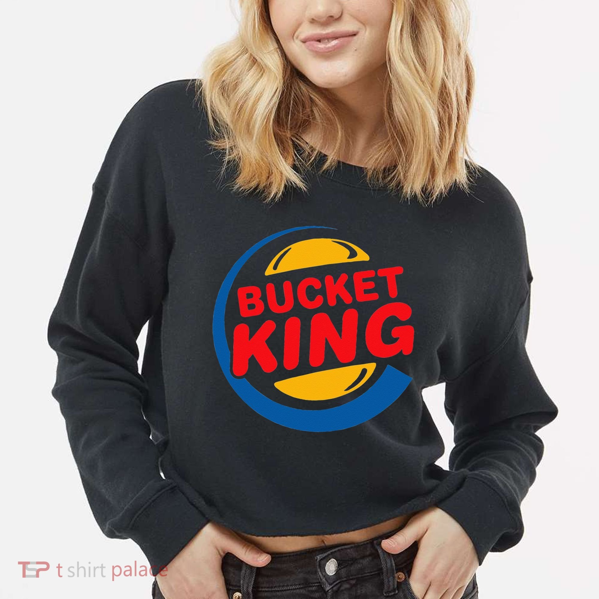 Bucket King Basketball Player Hoops Culture Funny Cropped Pullover Crew