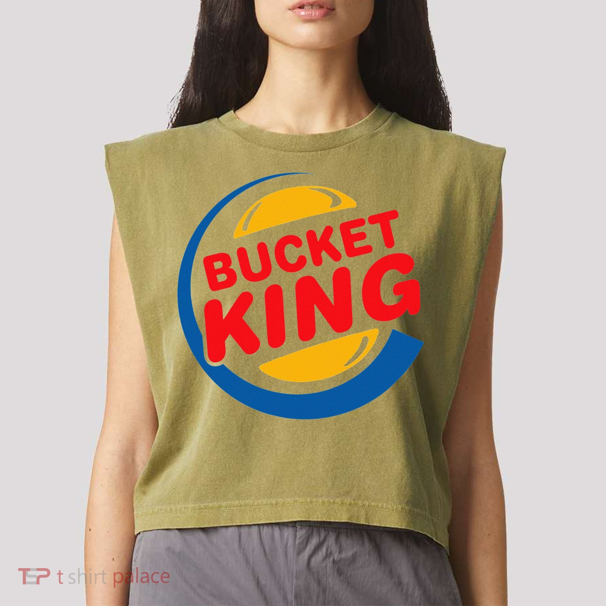Bucket King Basketball Player Hoops Culture Funny Garment-Dyed Women's Muscle Tee