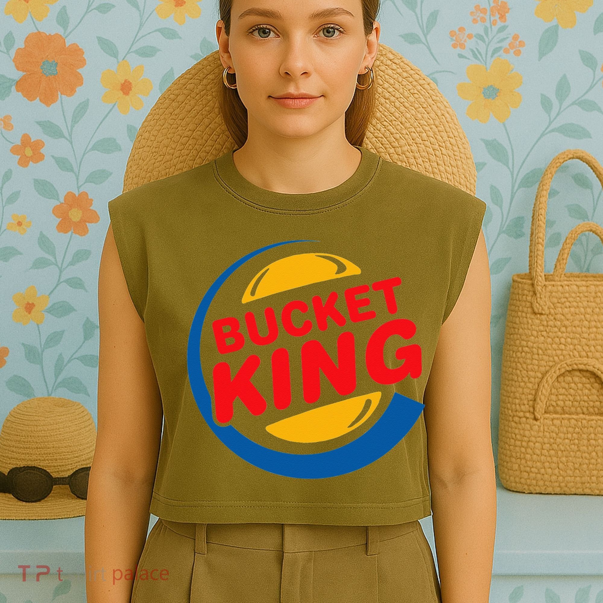 Bucket King Basketball Player Hoops Culture Funny Garment-Dyed Women's Muscle Tee