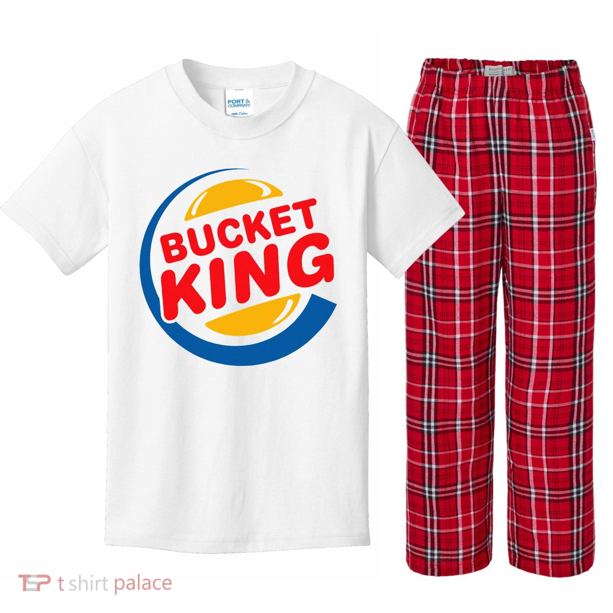Bucket King Basketball Player Hoops Culture Funny Kids Plaid Pajama Set