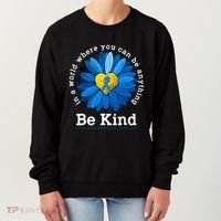 Be Kind Blue Sunflower Child Abuse Prevention Awareness Women's Sweatshirt thumb 0