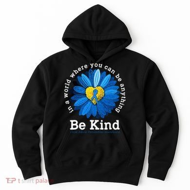 Be Kind Blue Sunflower Child Abuse Prevention Awareness Hoodie