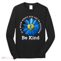 Be Kind Blue Sunflower Child Abuse Prevention Awareness Long Sleeve Shirt thumb 0