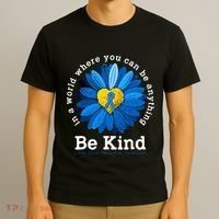 Be Kind Blue Sunflower Child Abuse Prevention Awareness T-Shirt thumb 3