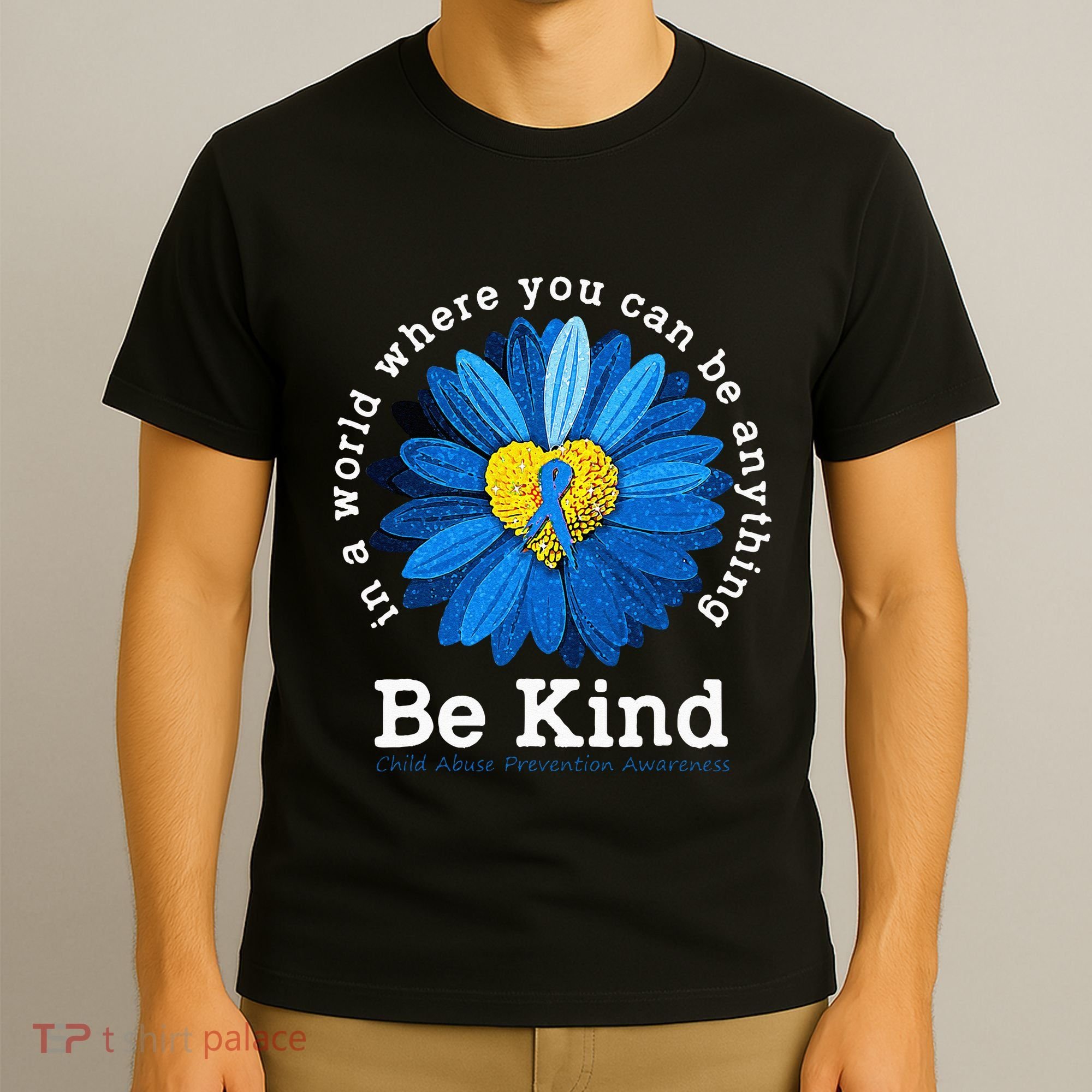 Be Kind Blue Sunflower Child Abuse Prevention Awareness T-Shirt