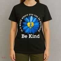 Be Kind Blue Sunflower Child Abuse Prevention Awareness T-Shirt thumb 4