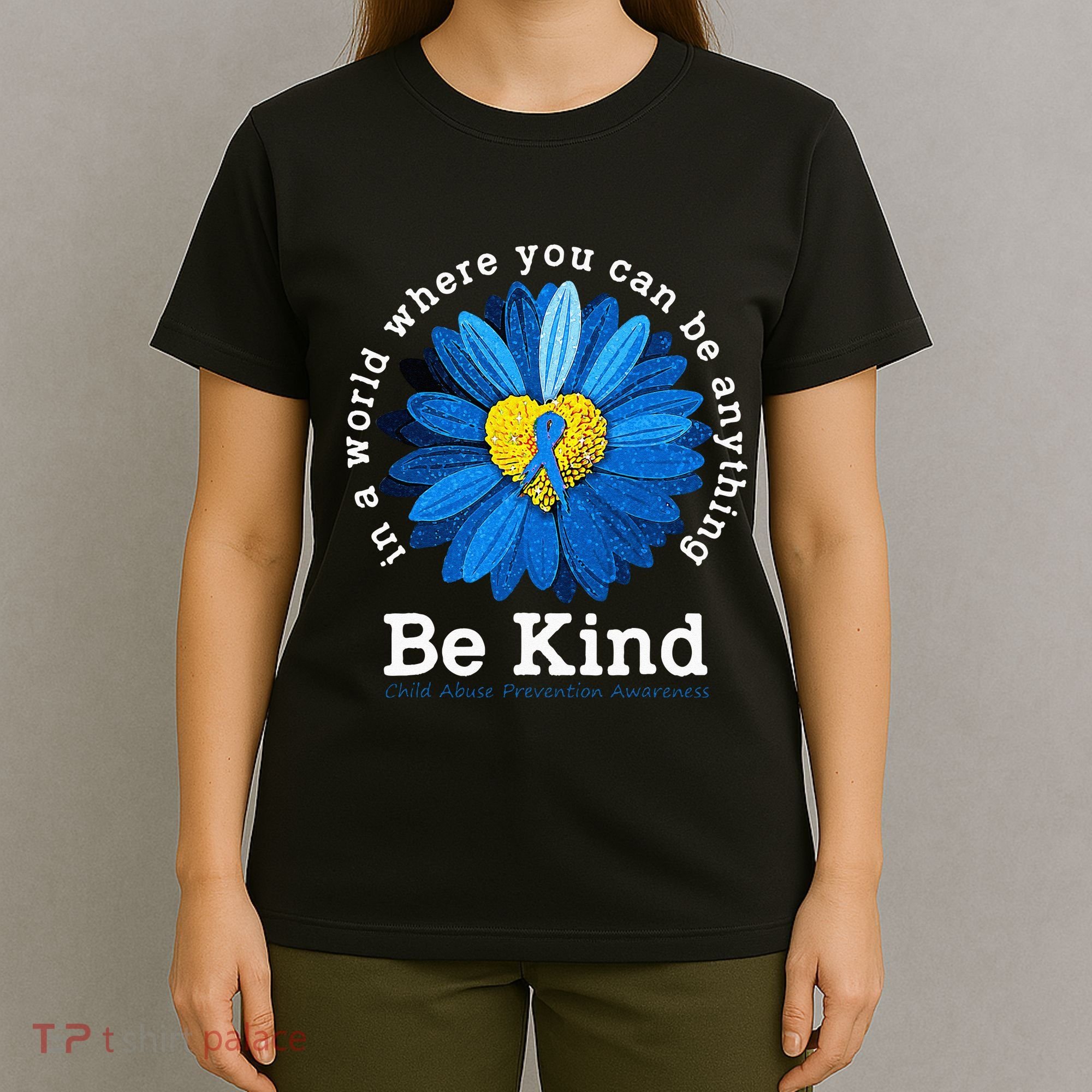 Be Kind Blue Sunflower Child Abuse Prevention Awareness T-Shirt