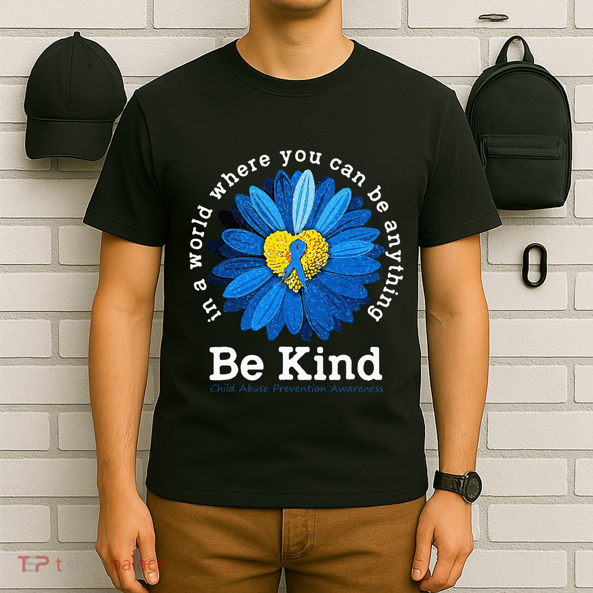 Be Kind Blue Sunflower Child Abuse Prevention Awareness T-Shirt