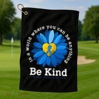 Be Kind Blue Sunflower Child Abuse Prevention Awareness Golf Towel thumb 1