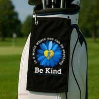 Be Kind Blue Sunflower Child Abuse Prevention Awareness Golf Towel thumb 2