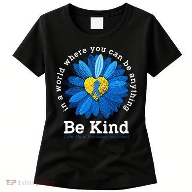 Be Kind Blue Sunflower Child Abuse Prevention Awareness Women's T-Shirt