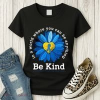 Be Kind Blue Sunflower Child Abuse Prevention Awareness Women's T-Shirt thumb 3