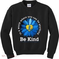 Be Kind Blue Sunflower Child Abuse Prevention Awareness Kids Sweatshirt thumb 0
