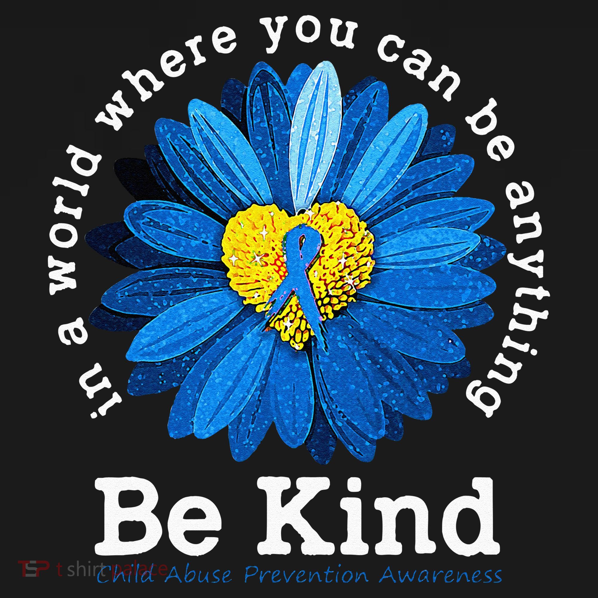 Be Kind Blue Sunflower Child Abuse Prevention Awareness Kids Sweatshirt