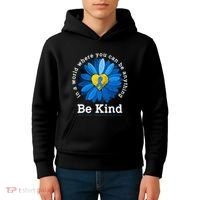Be Kind Blue Sunflower Child Abuse Prevention Awareness Kids Hoodie thumb 4