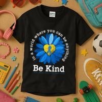Be Kind Blue Sunflower Child Abuse Prevention Awareness Kids T-Shirt thumb 3