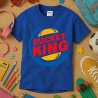 Bucket King Basketball Player Hoops Culture Kids T-Shirt thumb 3