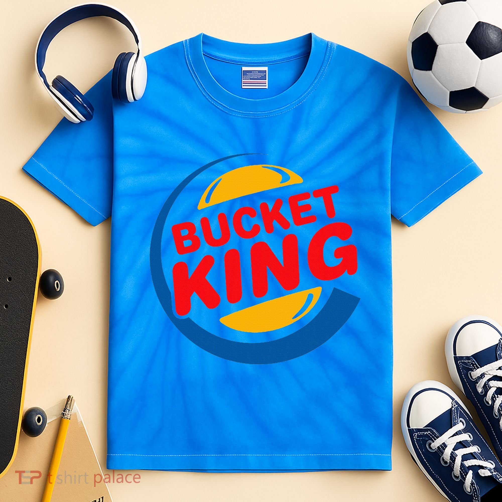 Bucket King Basketball Player Hoops Culture Kids Tie-Dye T-Shirt