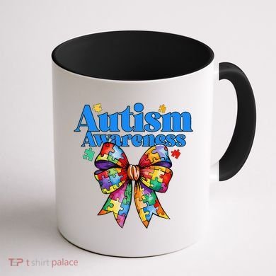 Be Kind Bow Autism Awareness Autism Support Love Coffee Mug back