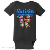 Be Kind Bow Autism Awareness Autism Support Love Baby Bodysuit thumb 0