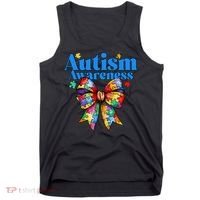 Be Kind Bow Autism Awareness Autism Support Love Tank Top thumb 0