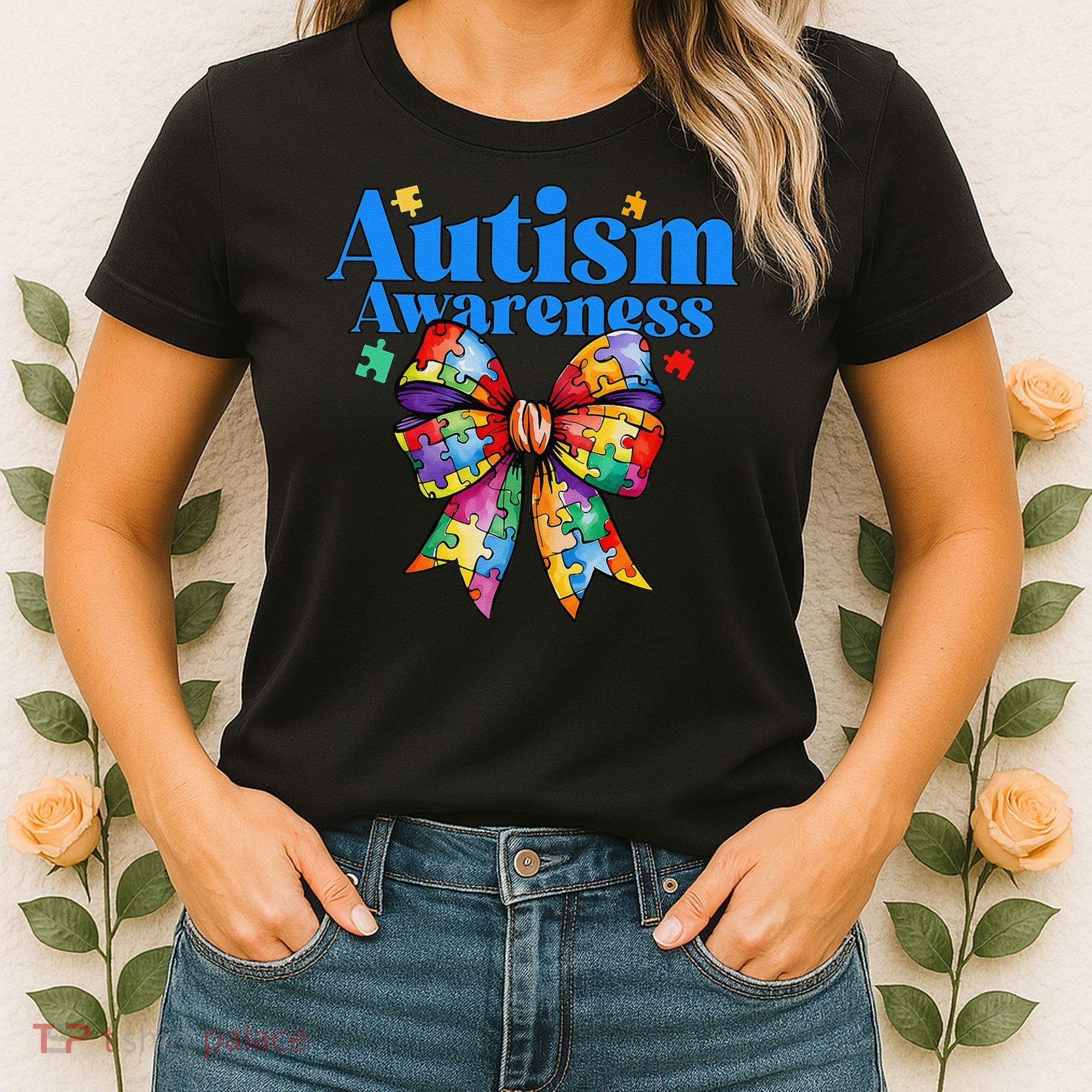 Be Kind Bow Autism Awareness Autism Support Love Women's T-Shirt