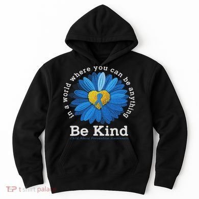 Be Kind Blue Sunflower Child Abuse Prevention Awareness Hoodie