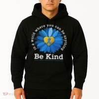 Be Kind Blue Sunflower Child Abuse Prevention Awareness Hoodie thumb 2