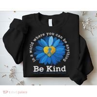 Be Kind Blue Sunflower Child Abuse Prevention Awareness Sweatshirt thumb 2