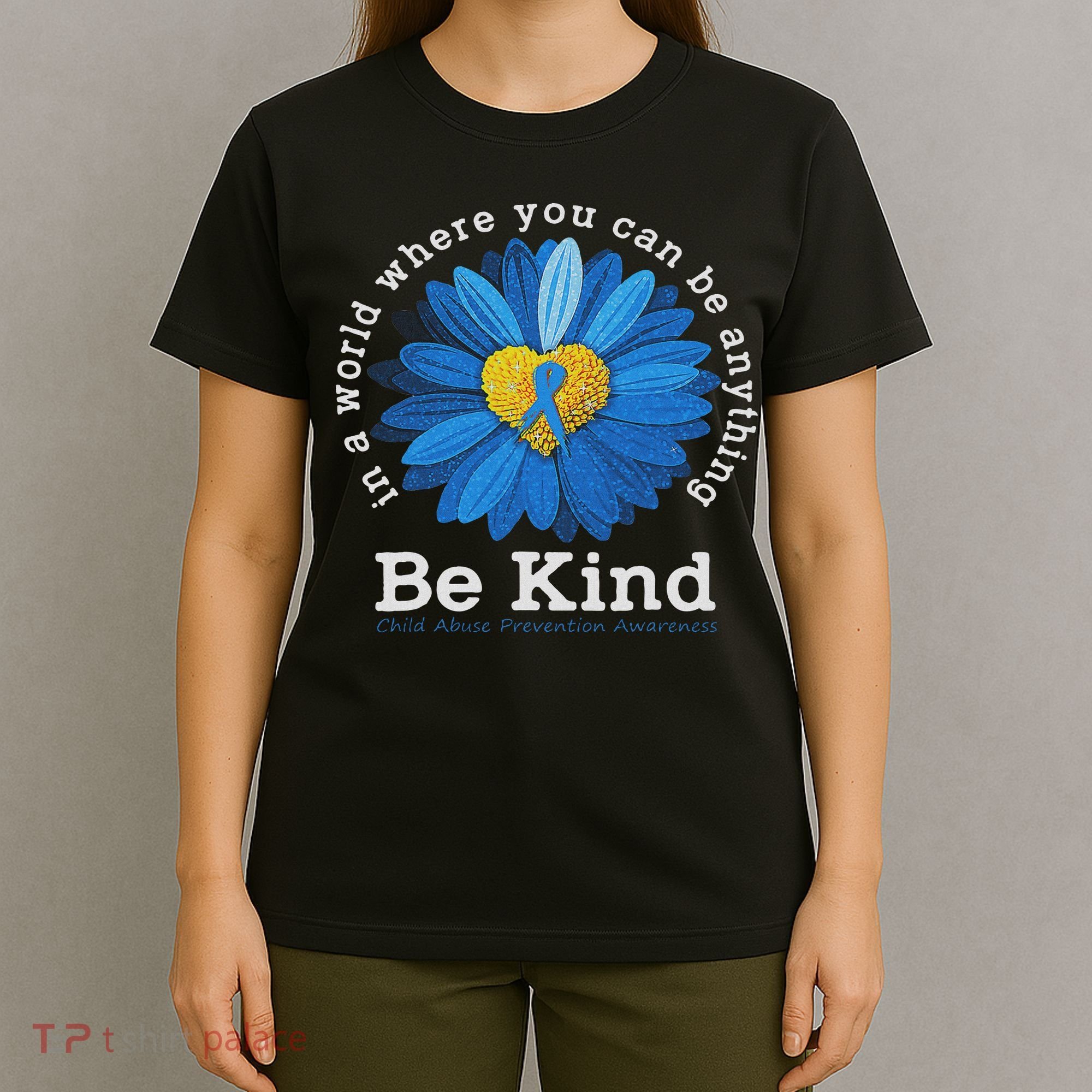 Be Kind Blue Sunflower Child Abuse Prevention Awareness T-Shirt