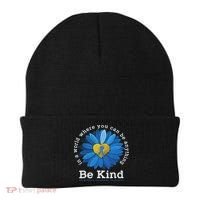 Be Kind Blue Sunflower Child Abuse Prevention Awareness Beanie thumb 0