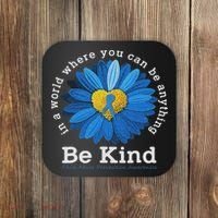 Be Kind Blue Sunflower Child Abuse Prevention Awareness Coaster thumb 0