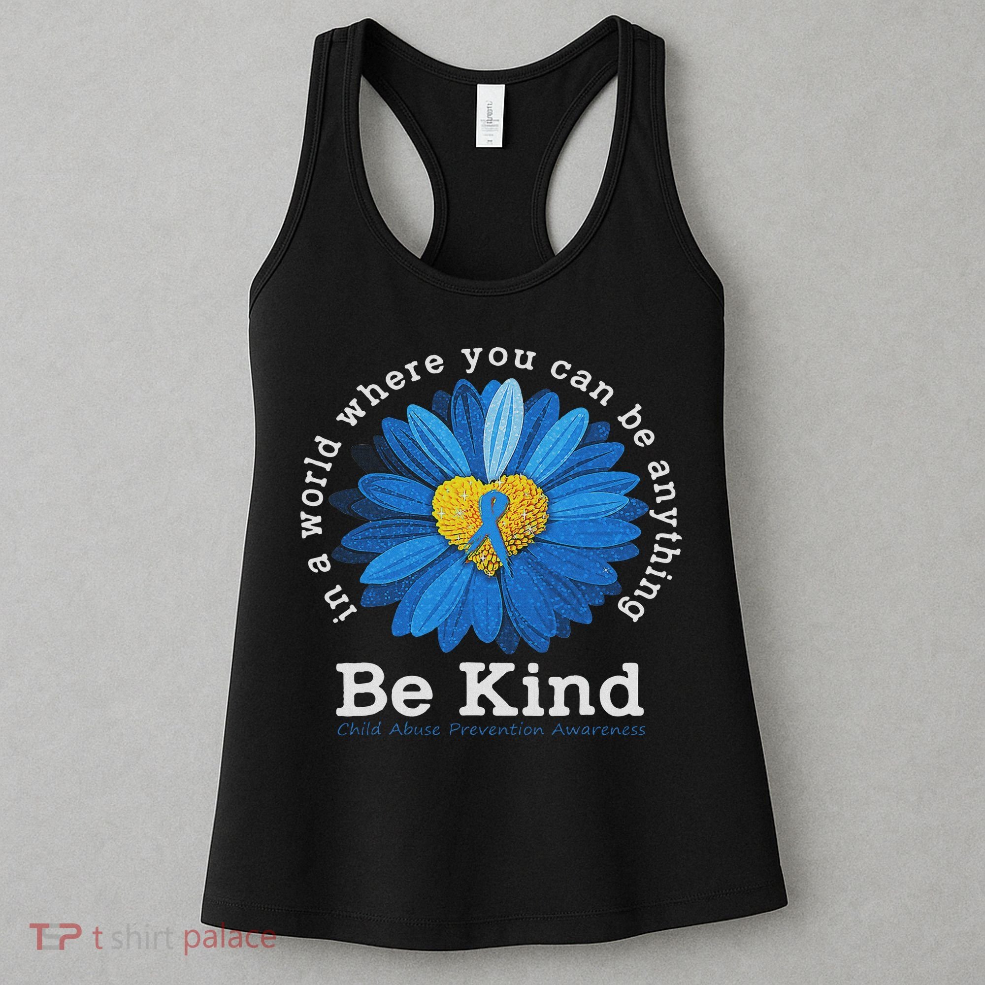 Be Kind Blue Sunflower Child Abuse Prevention Awareness Women's Tank Top