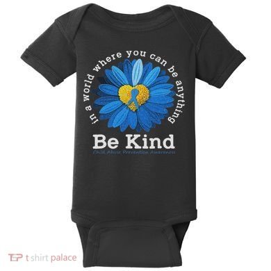 Be Kind Blue Sunflower Child Abuse Prevention Awareness Baby Bodysuit