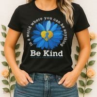 Be Kind Blue Sunflower Child Abuse Prevention Awareness Women's T-Shirt thumb 2