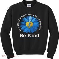 Be Kind Blue Sunflower Child Abuse Prevention Awareness Kids Sweatshirt thumb 0