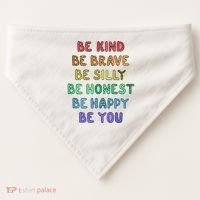 Be Kind Be Brave Be You Self Love Quote USA-Made Doggie Bandana thumb 0