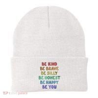 Be Kind Be Brave Be You Self Love Quote Beanie thumb 0